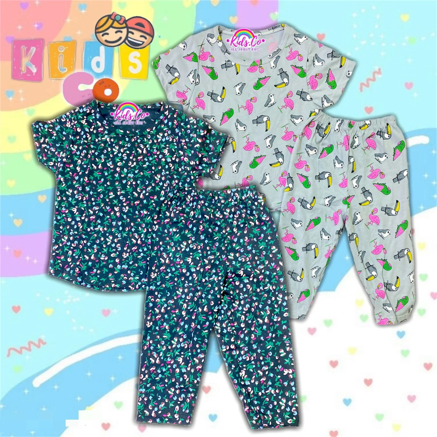 Readystock Pyjamas Printed Cotton Kids Size