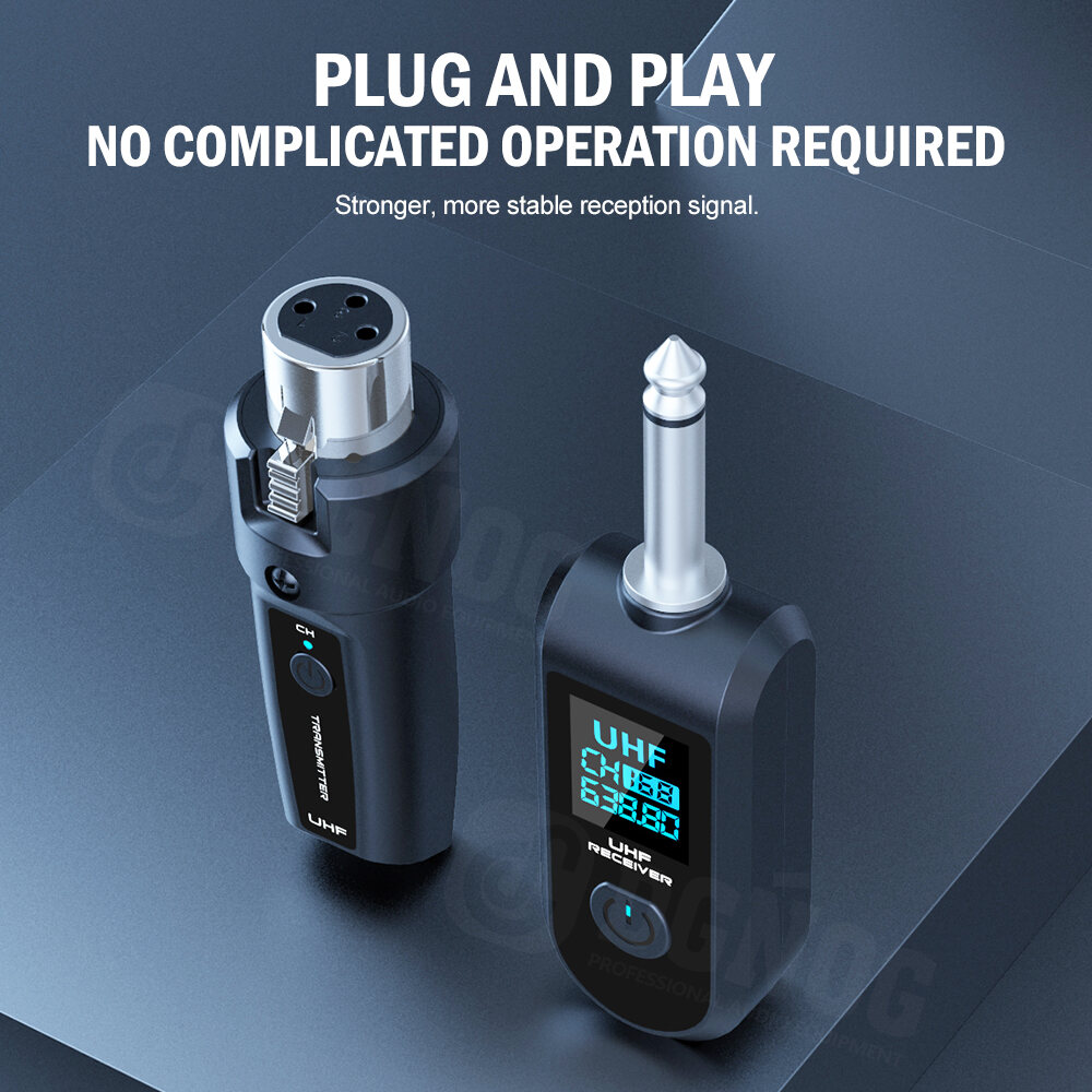 Wireless Microphone Transmitter Receiver System UHF XLR Adapter System for Dynamic Microphone Guitar Audio Mixer PA System DGNOG. 