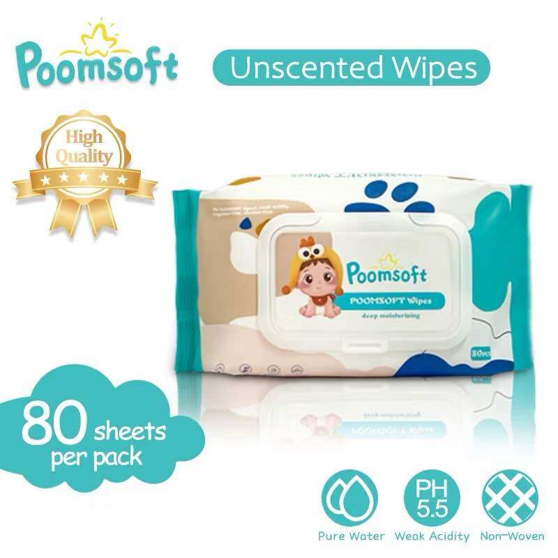 POOMSOFT Non Alcohol Small Baby Wet Wipes/Wet Tissue (80 Pcs/Pack)