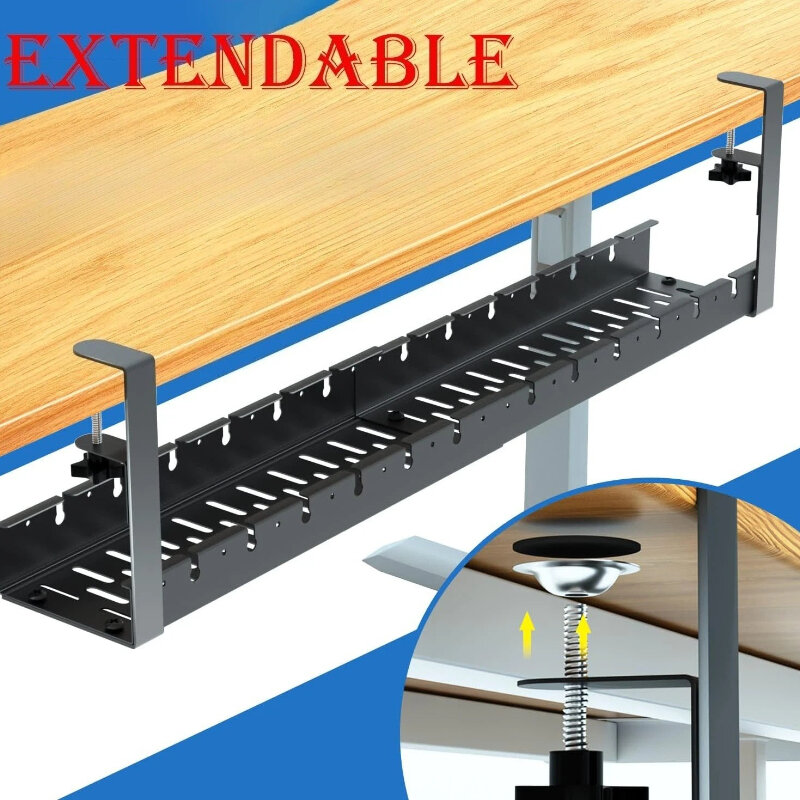 Extendable Under Desk Cable Management Tray No Drilling Sturdy Cord ...