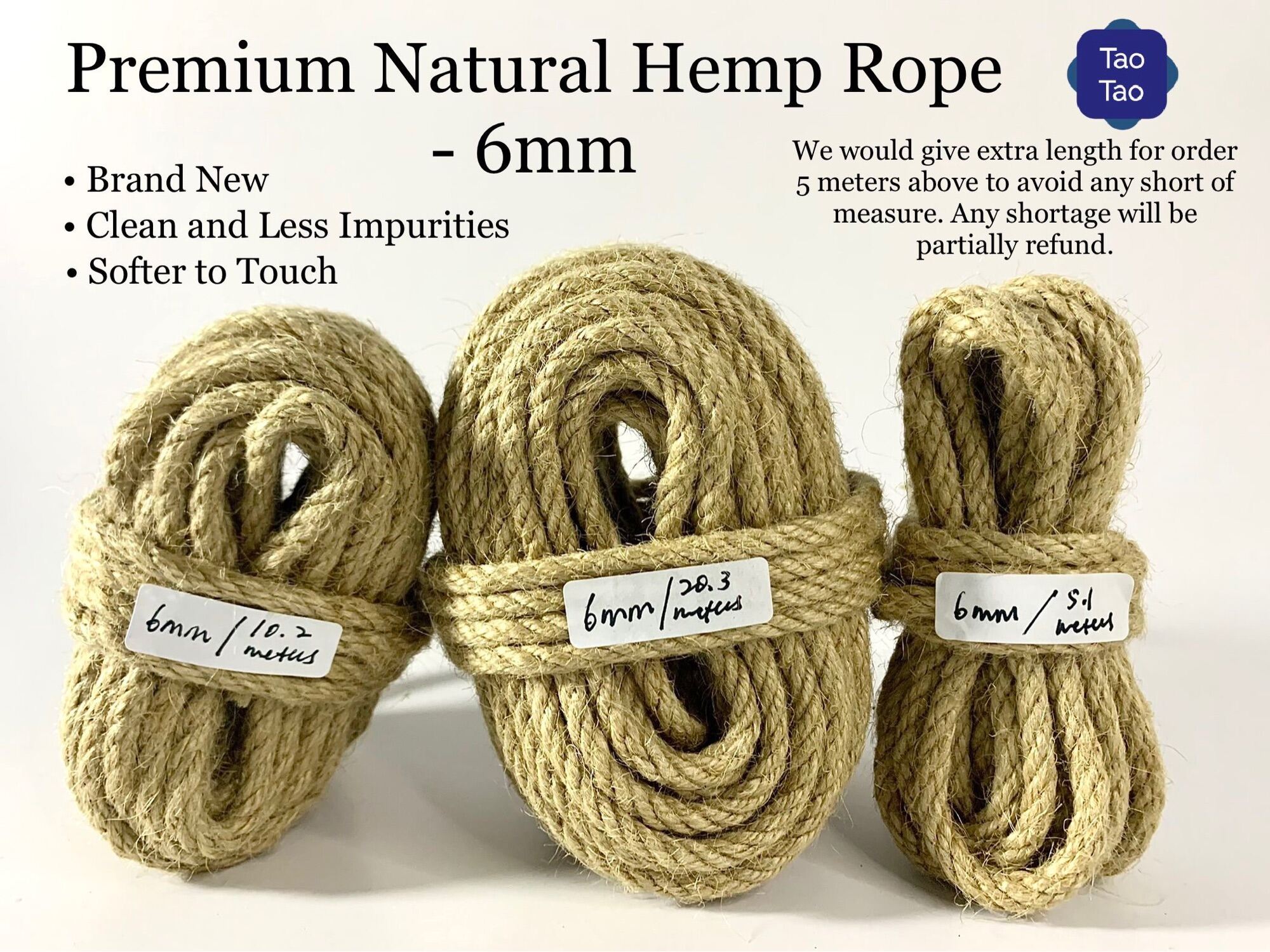 6mm/8mm/10mm Natural Premium Bright Brown Twine Hemp rope/Jute