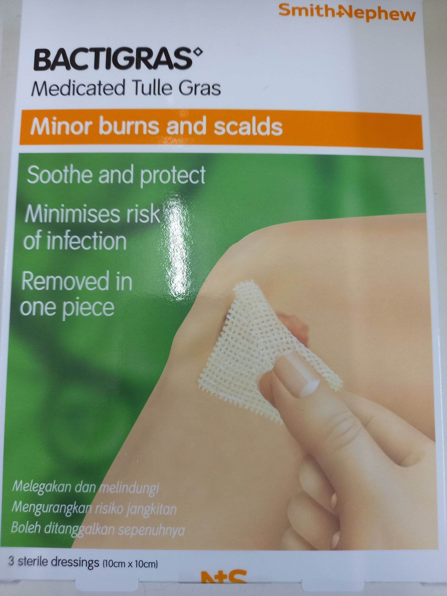 BACTIGRASMEDICATED TULLE GRAS (MINOR BURNS AND SCALDS) 3 Sterile Dressings (EXPIRY 2024) Lazada
