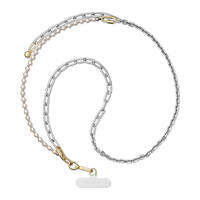 CASETiFY 2-in-1 Pearl Cross-body Strap Phone Strap Universal Crossbody Phone Lanyard with Patch Adjustable Mobile Phone Charm Neck Rope for Cell Phone Hanging Cord Sling