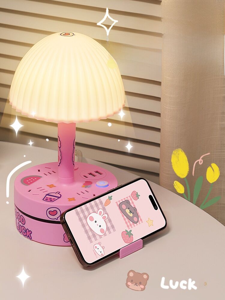 Multi-Functional Night Light with USB And Cord Storage Home Use Bedside Lamp Socket Combination Portable Extension Board. 