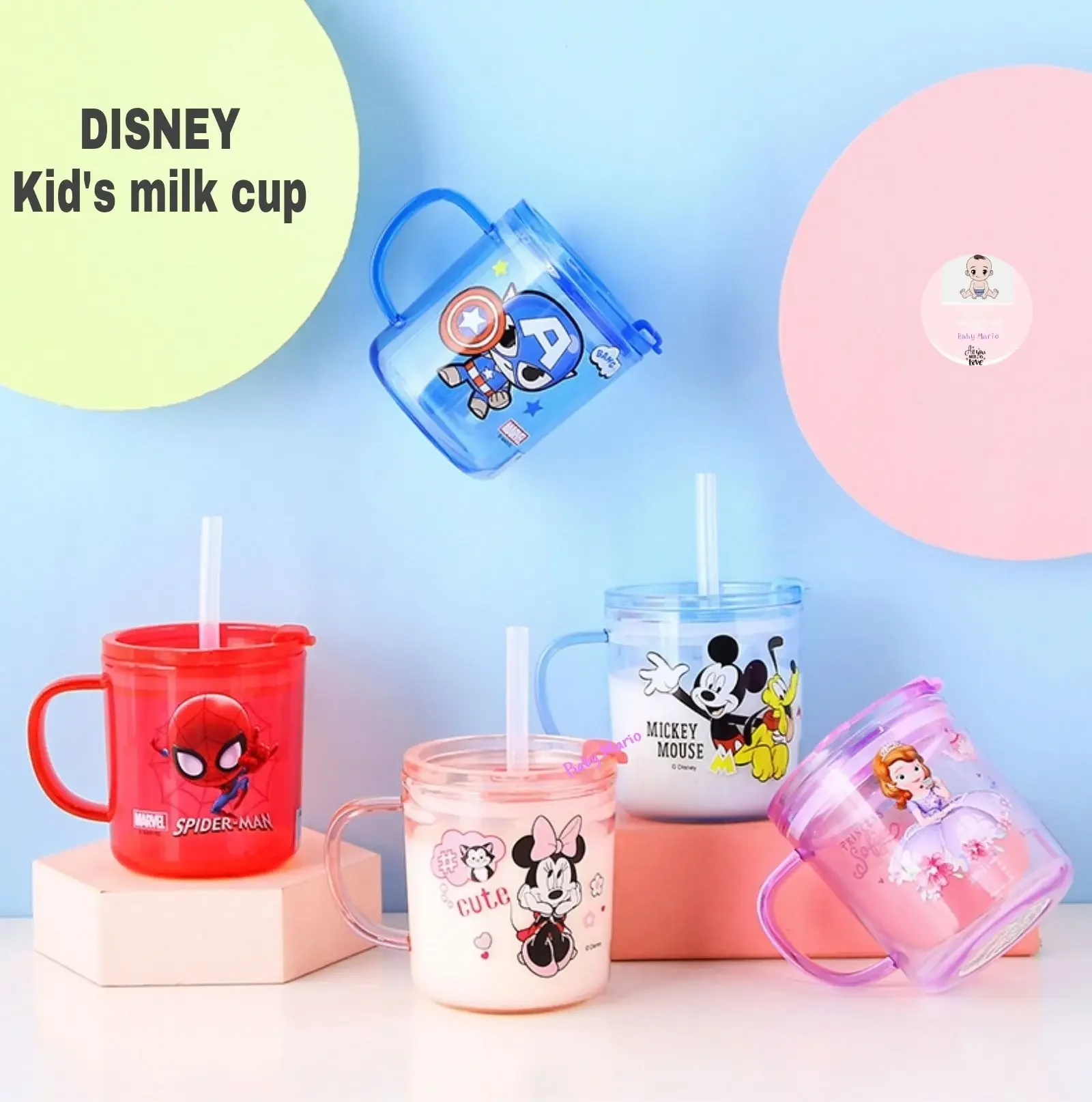 DISNEY Kid's Milk Cup 3D Cute Cartoon Tritan Cup (260ml)
