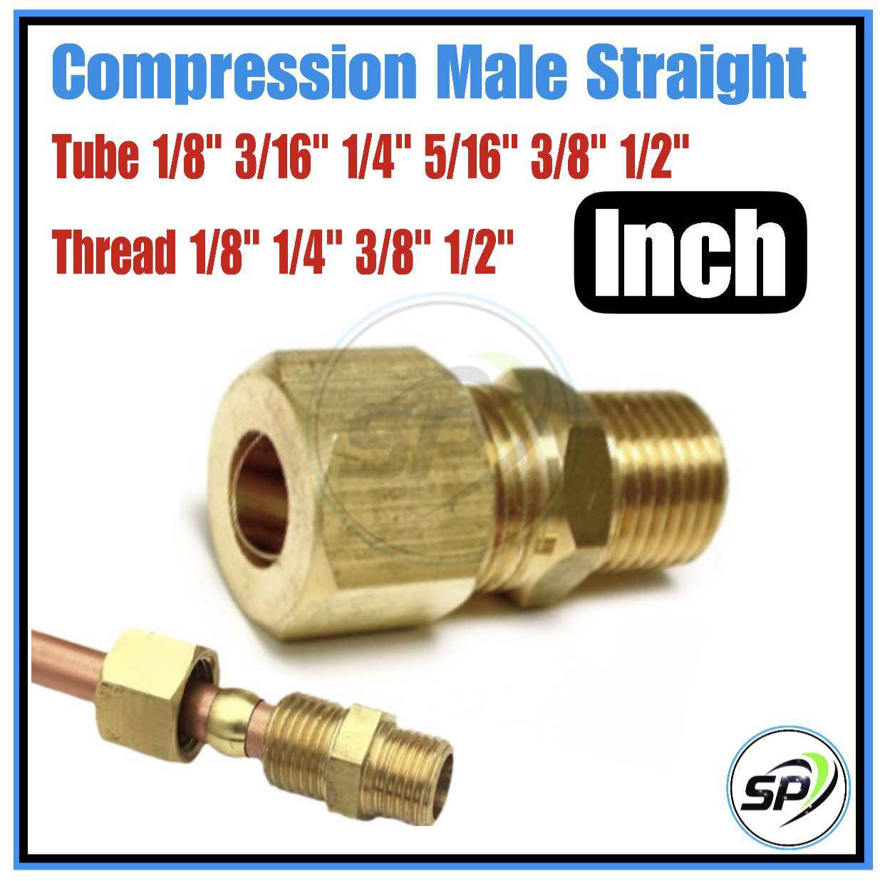 [ Inch ] Compression Male Fitting BSPT(PT) Male thread 1/8