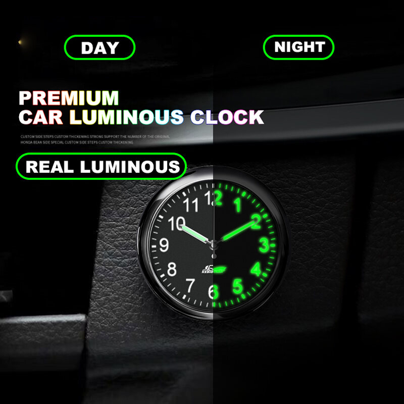 HLINKEY Car Luminous Clock Mini Digital Clock Automobiles Internal Quartz Mechanical Night Time Watch Auto Ornament Car Accessories