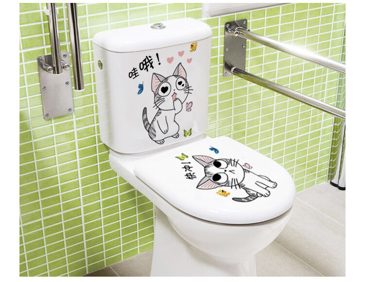 Creative Personalized Toilet Stickers Cute Funny Cheese Cat Toilet ...