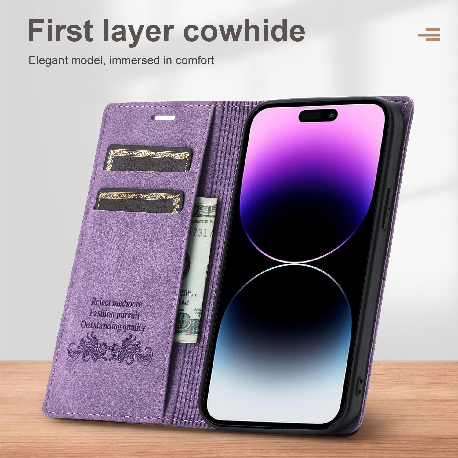 Leather Wallet Phone Case With Magnetic Card Holder For Iphone_voghion.com