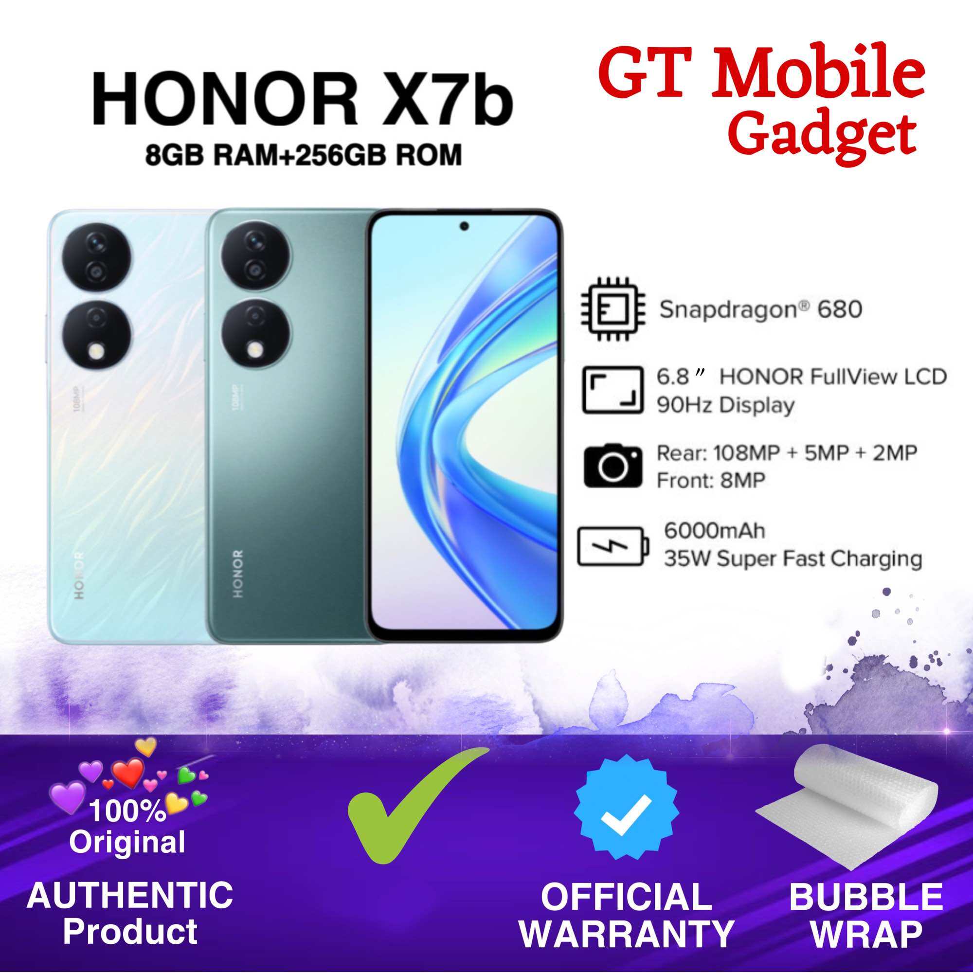 Honor X7b (8GB+8GB Extended Ram)+256GB Rom (Original Malaysia Set) | Lazada