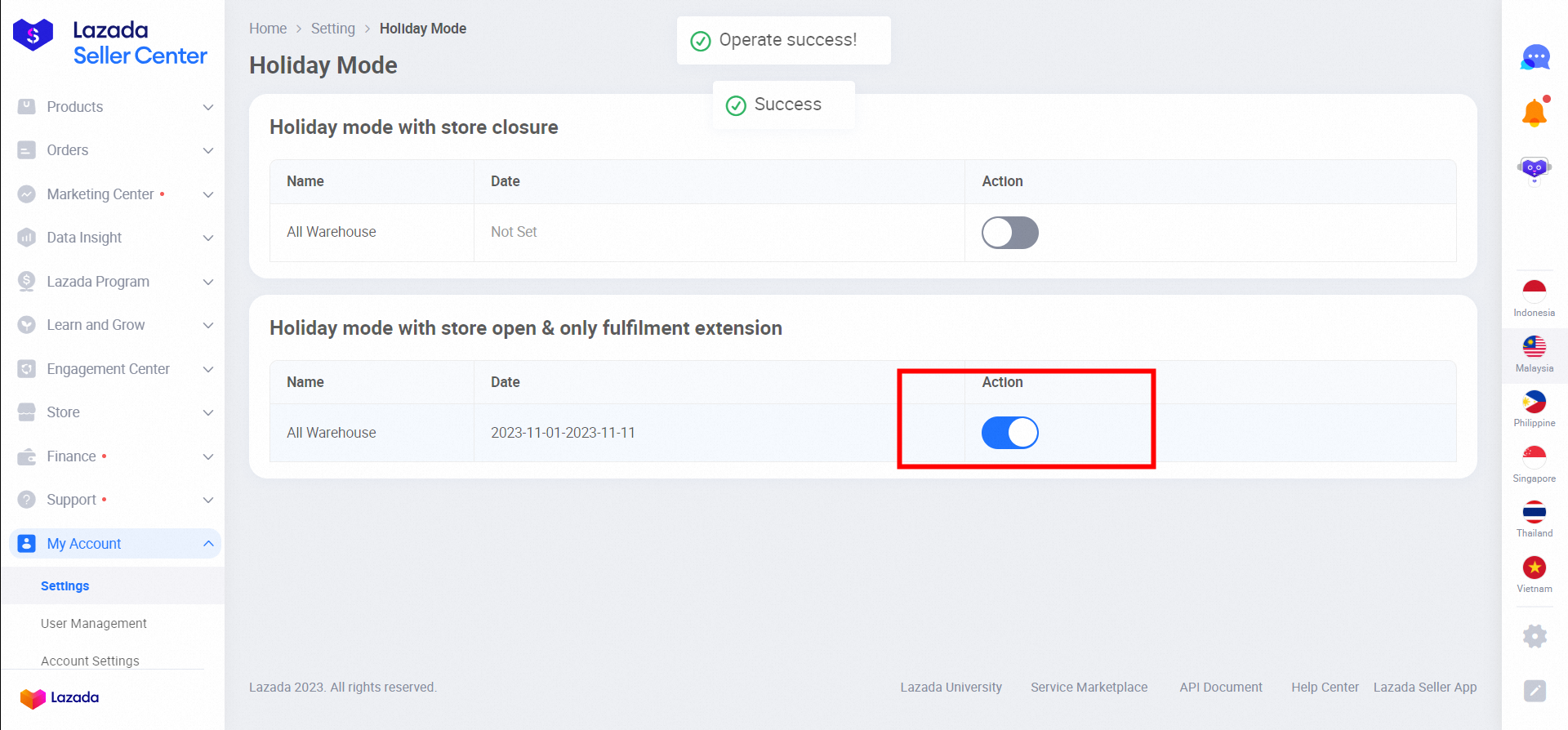 Seller Holiday Mode Policy & Instruction