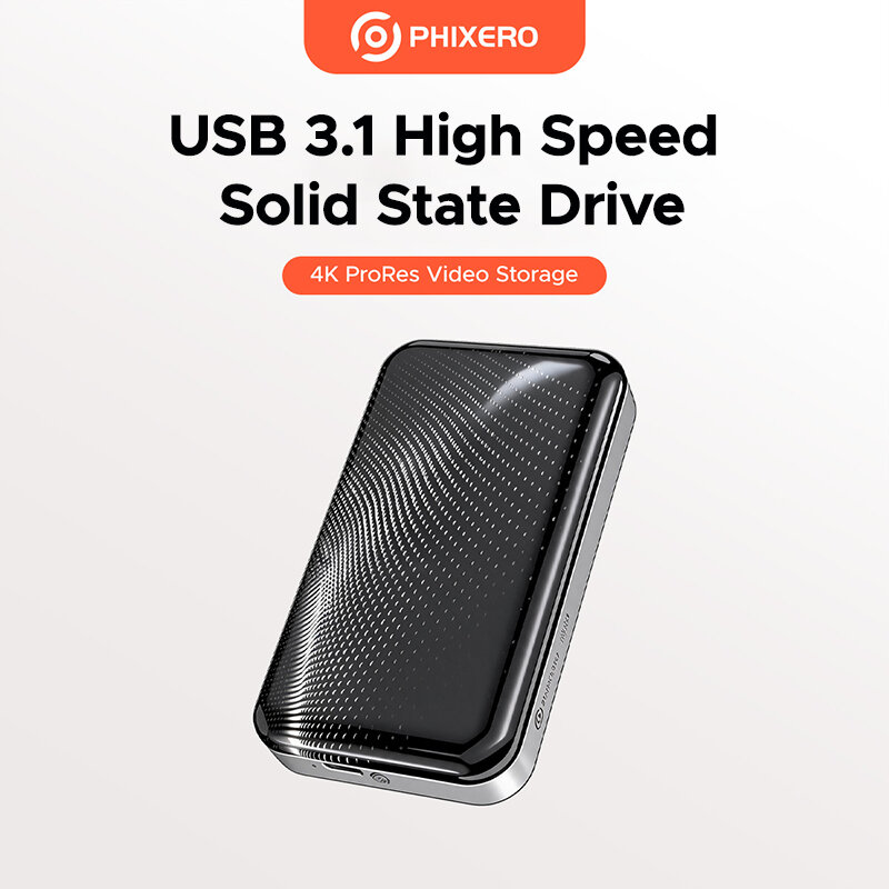 PHIXERO Portable External SSD USB 3.1 Gen 1/Gen2x2 5Gbps/20Gbps High Speed Solid State Drive 512GB with Laptops Phones Cameras ราคา 3,039 บาท*ส่งฟรี