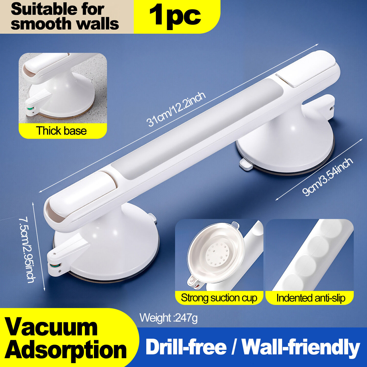 Showers Grab Bars Free Punch Bathroom Handle Anti Slip Safety Suction Cups Bathtub Grab Bar For Elderly Children Support
