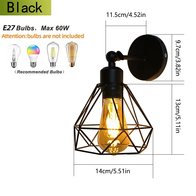 Đèn tường phong cách retro cổ điển Đèn treo tường Đèn tường E27 trang trí phong cách công nghiệp chiếu sáng trong nhà Đèn đầu giường phòng ngủ phòng ăn ánh sáng