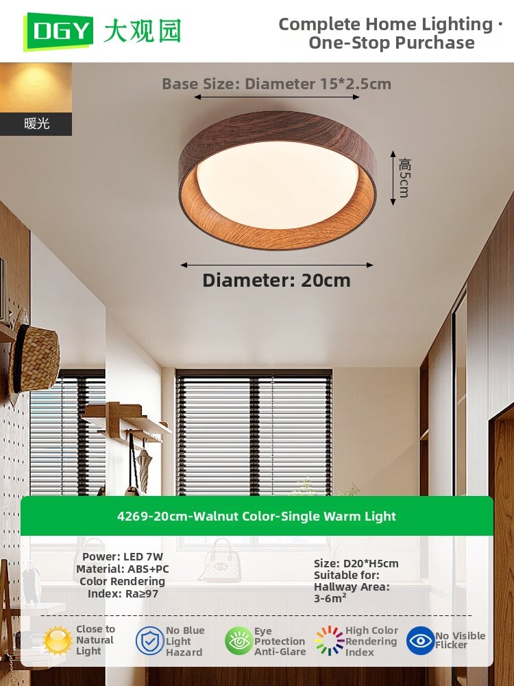 DGY | Hallway Entrance Closet Balcony Retro Walnut Color Ceiling Light