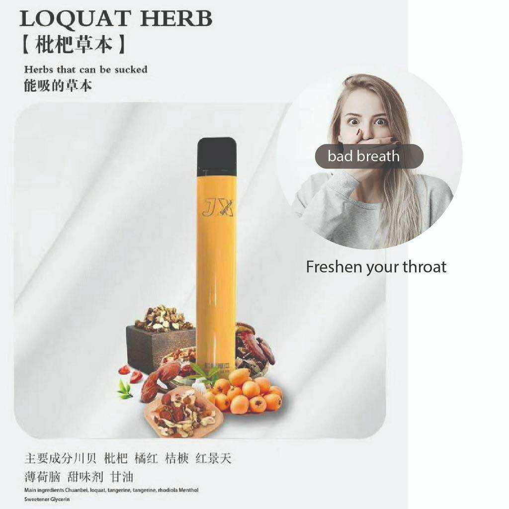 Natural herbal vape 800puffs disposable pod nicotin free atomizer stick 3ml 550mah 全新草本精华天然电子烟不含尼古丁e