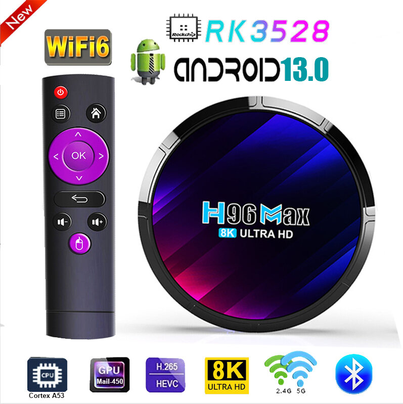 Nuovo 2023 H96 MAX RK3528 TV Box Android 13 Media Player Quad Core