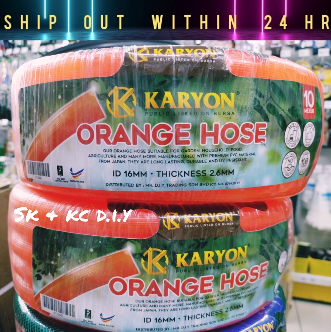 🇲🇾 [ READY STOCK / FAST SHIPPING [ Shop @ Kepong Baru K.L. ] ] Thick Type Outdoor / Local Manufacturer ( Malaysia ) Orange Hose x 10 meter Orange PVC Pipe Hose / Garden Hose / Getah Hose Getah Paip Harga  48 Ringgit*Penghantaran Percuma