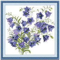 Cross Stitch Set Blue Flower Full Kit with Pattern 14/11CT