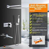 QIUZHISE | Ceiling-Mounted Rainfall Push-Button Shower Set