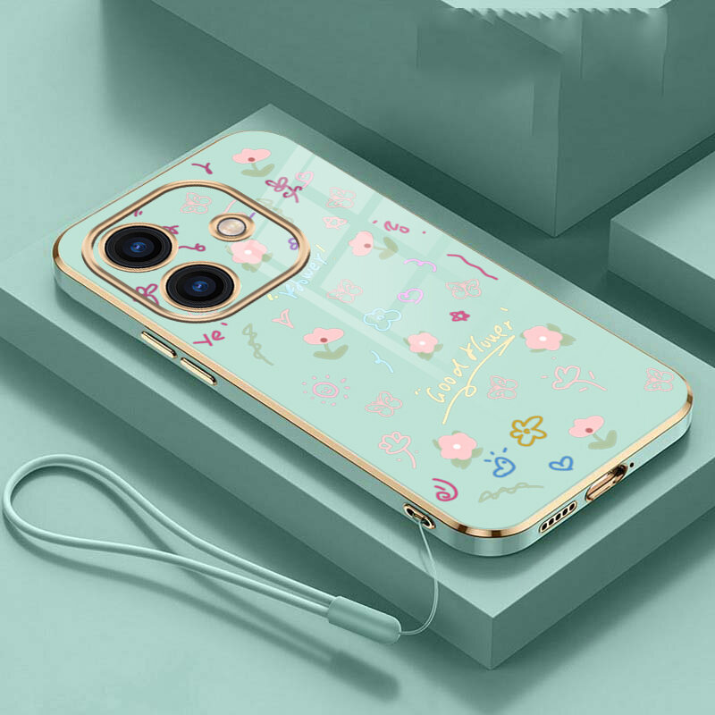 OPPO A5i Pro A5iPro Luxury Glossy Shell Flower Square Edge Shell Silicon Soft Cover. 