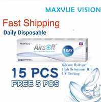 (15 +5 lenses OR 30+5 lenses/box) Airsoft 1 Day HD Silicone hydrogel Clear daily disposable contact lenses