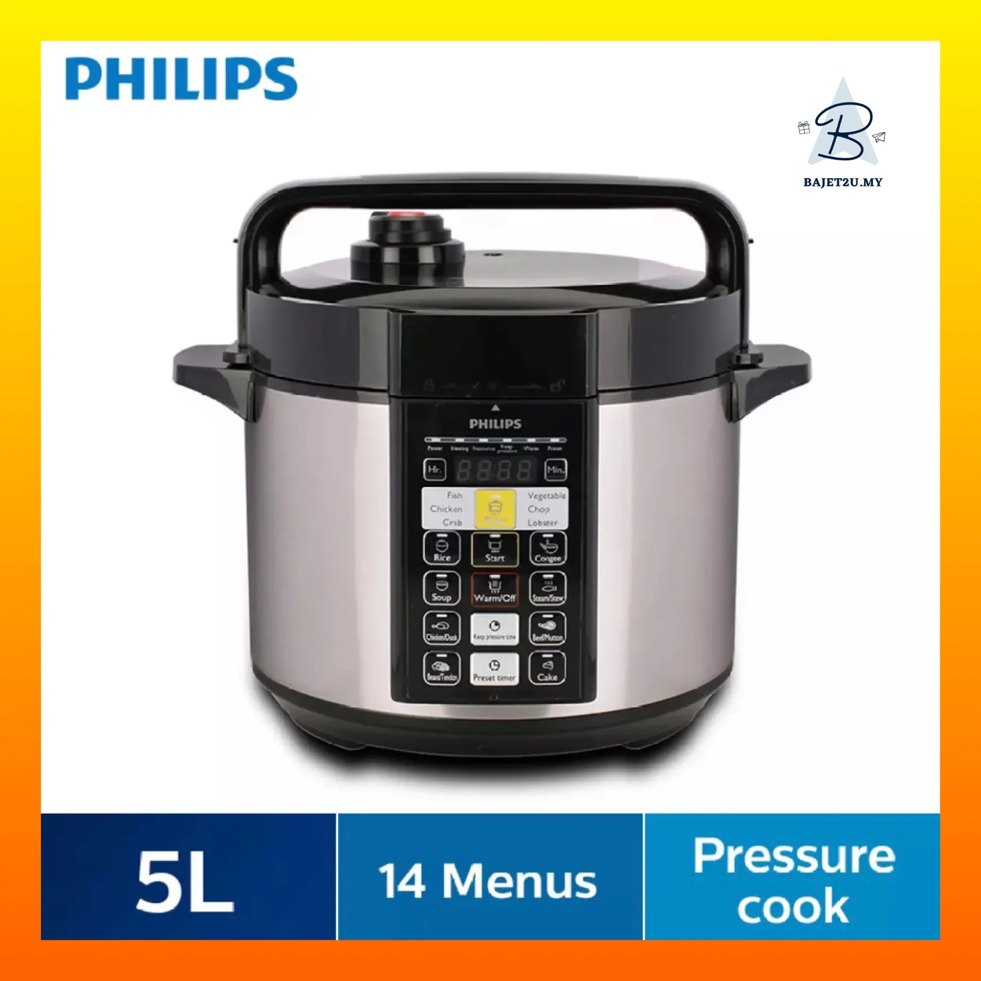 [Ready Stock] Philip HD2136 Pressure Cooker 5L