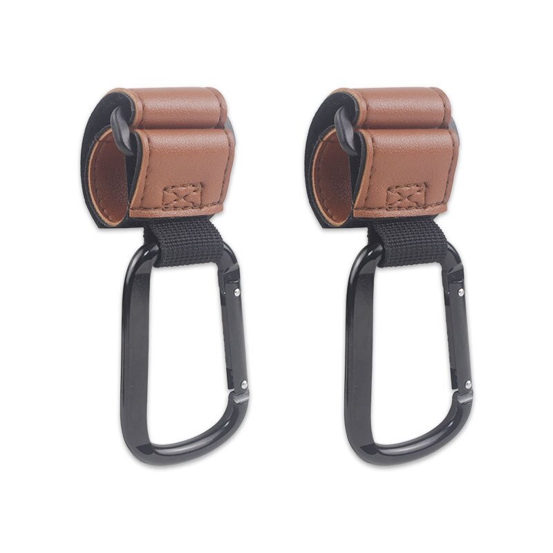 gumahus | Universal Metal Baby Stroller Hook with PU Leather and Magic Tape 2 Pieces