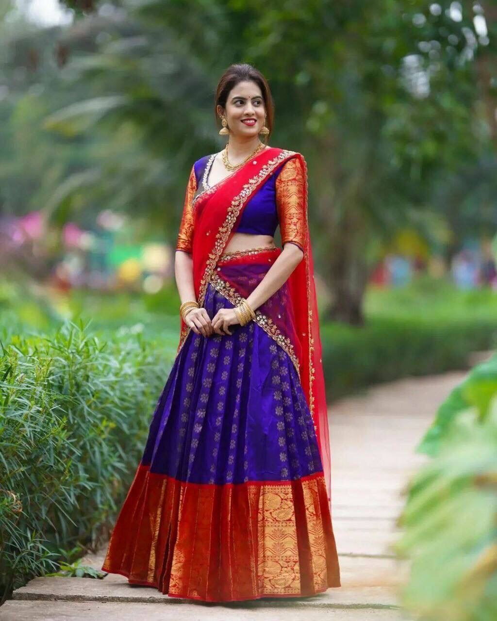 Bridal Half Sarees -Storyvogue.com | Half saree, Sarees for girls, Half  saree lehenga