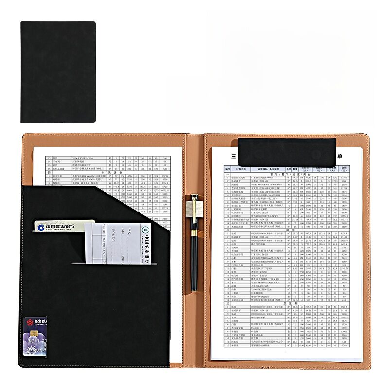 Signing File Folder Leather A4 File Folder Multi-Functional Sales Negotiation Contract ...