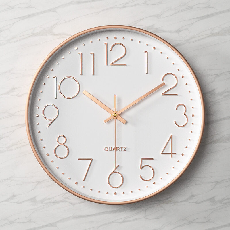 ZETAO | Silent Quartz Clock Large Numbers Living Room Bedroom Grey Simple Modern Hole-free Installation
