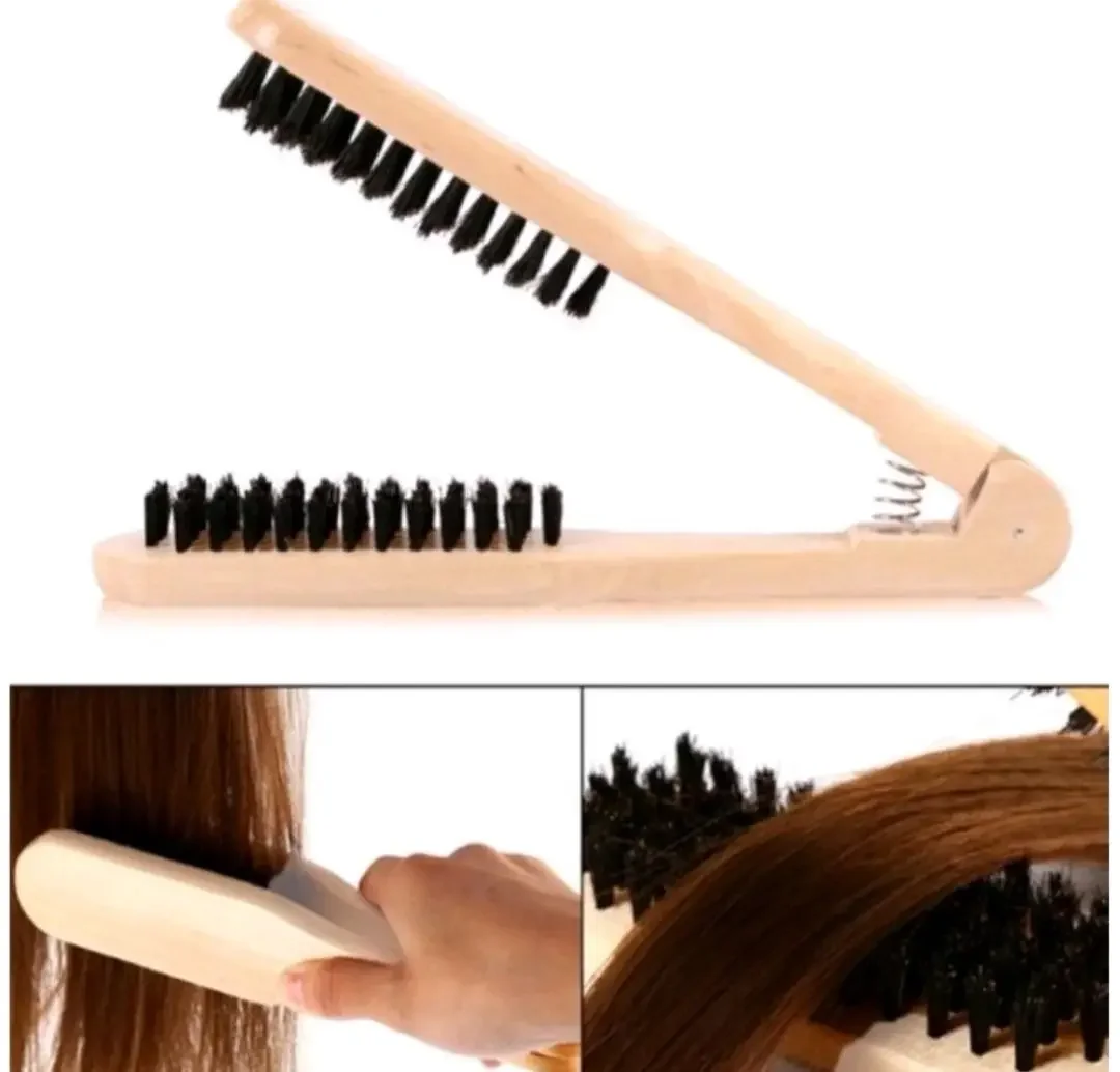 Wooden Clamp Straightening Hair Double Brush Comb
