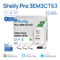 Shelly Pro 3EM 3CT63ราง DIN แบบติดตั้งได้เครื่องวัดพลังงานเดี่ยวหรือสามเฟสพร้อม63A รวมหม้อแปลงไฟฟ้า3เฟส