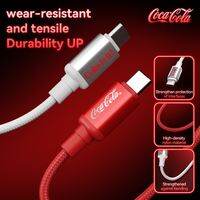 Coca-Cola C16 Silver Speed Series 6A 66W Fast Charging Data Cable USB to Type-C Zinc Alloy Braided High Speed Charging & Data Transfer Cord