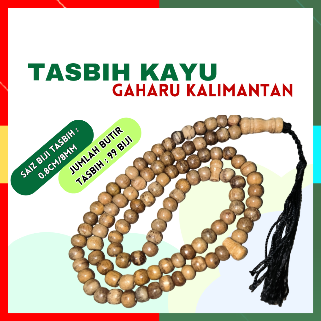 TASBIH KAYU GAHARU / GHAHARU KALIMANTAN ASLI ORIGINAL PANJANG 100 BIJI ...