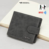 VOCOAL Fashion Wallet Mens Simple Short Wallet Retro Textured PU Buckle Coin Purse Business Multi-Card Position Wallets Travel Purses Coin Pouch ID Credit Cards Holders