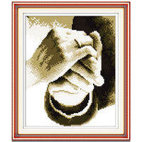 Cross Stitch Set Hand in Hand Couple Character Complete Kit with Pattern 14/11CT