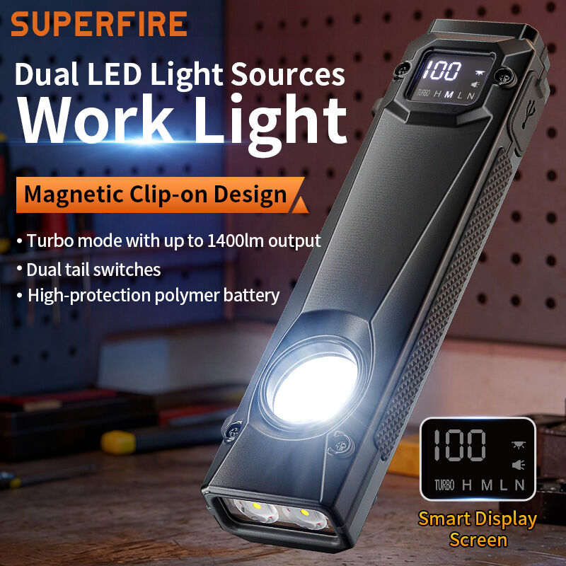 SUPERFIRE G35 20W Portable Wor light Mutilfuction Maintenance Pen Light Type-c Rechargeable Super Bright For Outdoor Work Emergency Light With Strong Magnet Battery display flashlight ราคา 3,519 บาท*ส่งฟรี
