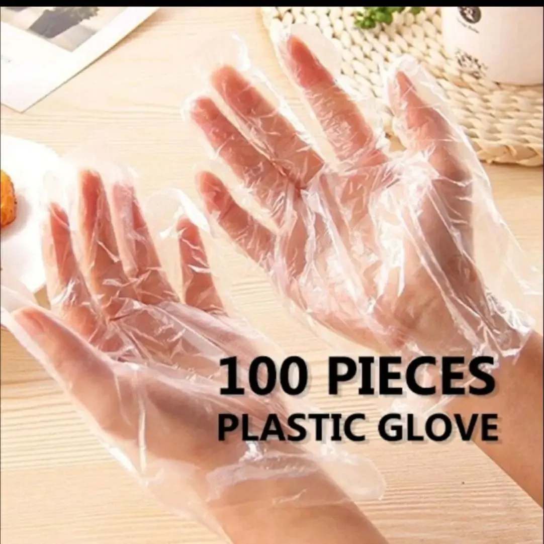 🇲🇾Disposable Gloves One-off Plastic Gloves Restaurant BBQ Transparent Eco-friendly PE Gloves一次性手套