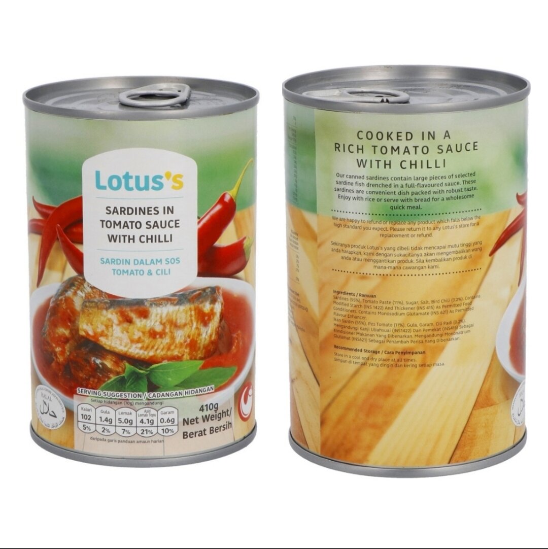 Tesco Lotus S Sardin Dalam Sos Tomato Cili Sardines In Tomato Sauce