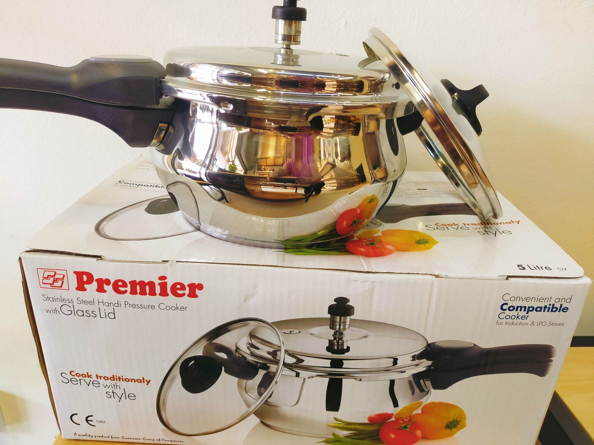 Premier Handi Double Lid Stainless Steel Pressure Cooker Ltr