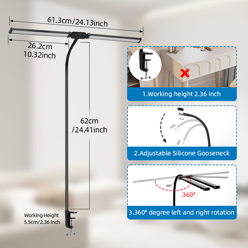 CANMEIJIA Monitor Light Bar Backlight Screen Hanging Light LED Desk Lamp Computer Table Reading Lamp Eye-Care Stepless Dimming RGB Screen Light PC Hanging Monitor Lamp Bar for Home Office School Game Decoration