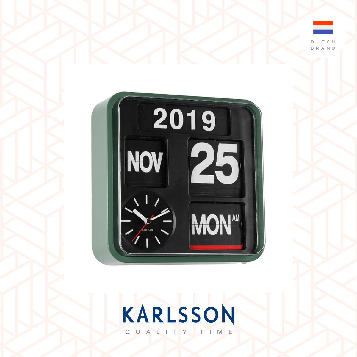 Karlsson 24.5cm Flip wall/table clock Green/Black [Ready Stock] Flip Clock Table clock Modern Luxury for Living Room Home Decor