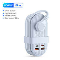 ORICO ปลั๊กไฟแบบพกพา7-In-1มี4พอร์ต USB 3ช่องเสียบสาย Steker Pipih แบบพกพาขนาดเล็ก135ซม. สายไฟต่อ GaN ความเร็วสูงสำหรับการเดินทางที่จำเป็นโมเดลเรือปลั๊กสหรัฐ