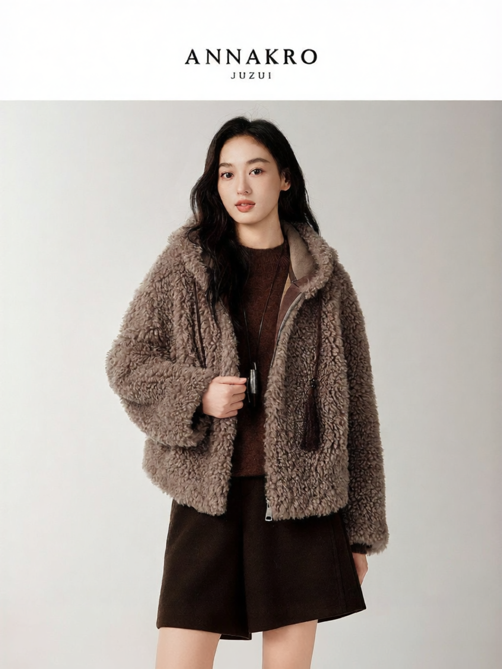 JZ ANNAKRO | Leisure Retro Tassel Hooded Teddy Bear Fluffy Coat For Women Harga 793 Ringgit*Penghantaran Percuma