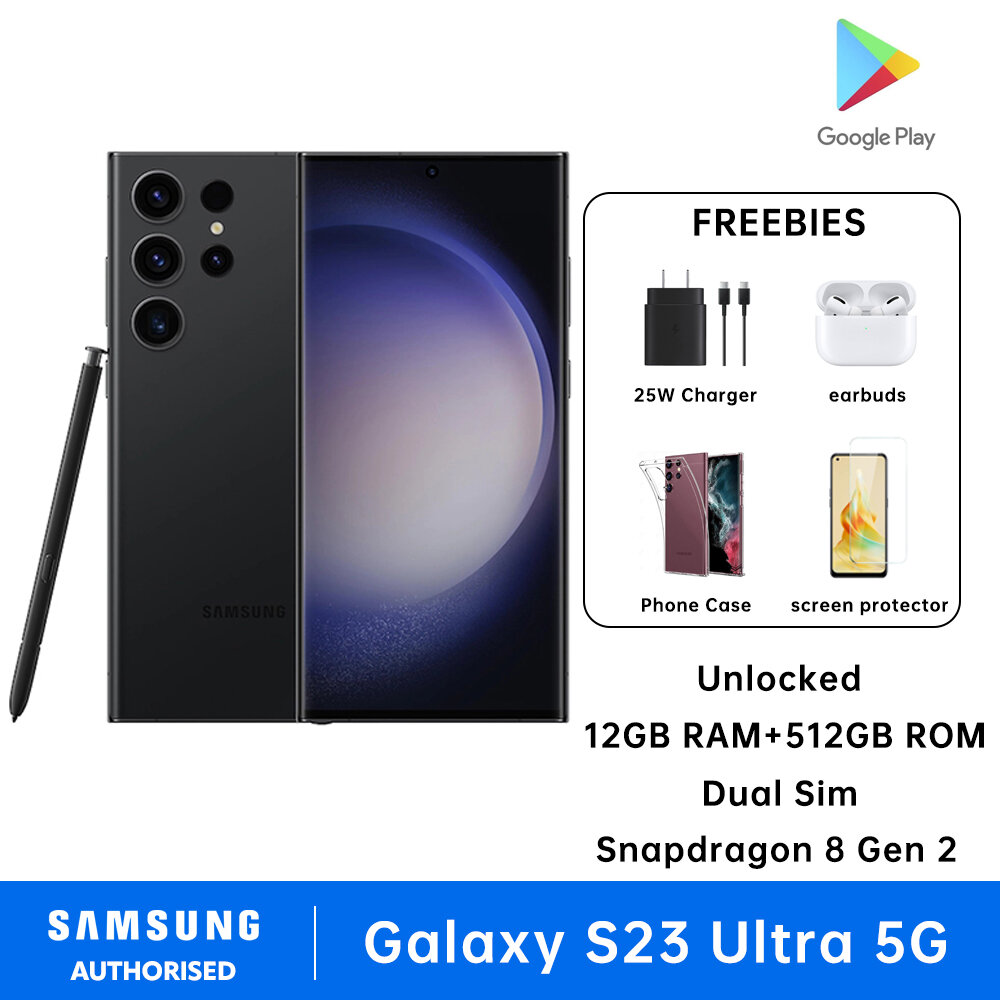 Samsung Galaxy S23 Ultra Dual Sim 12GB RAM + 512GB ROM Cell Phone Factory Unlocked Android Smartphone 200MP Camera Night Mode Long Battery Life