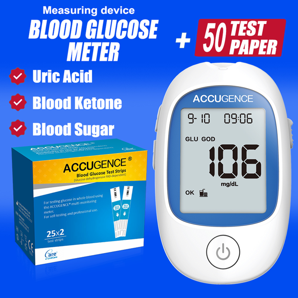 4in1 Blood Glucose Monitor Diabetes Gout Device with Test Strips ...