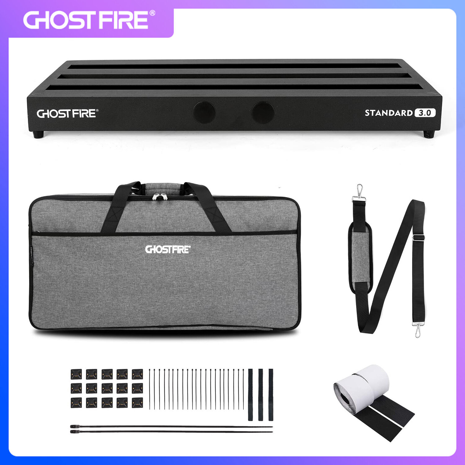 GHOSTFIRE Guitar Pedal Board Aluminum Alloy 4.21lb Effect Pedalboard 27.5''x12.5'' with Carry Bag,V-Standard 3.0 ราคา 3,508 บาท*ส่งฟรี
