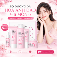 LAIKOU Bộ Quà Tặng Chăm Sóc Da Sakura Nhật Bản Sữa Rửa Mặt Dưỡng Ẩm Làm Trắng Chống Lão Hóa Serum Toner Kem Dưỡng Da Mặt Kem Mắt Bộ Giá Trị Chăm Sóc Da Mặt 5 Món