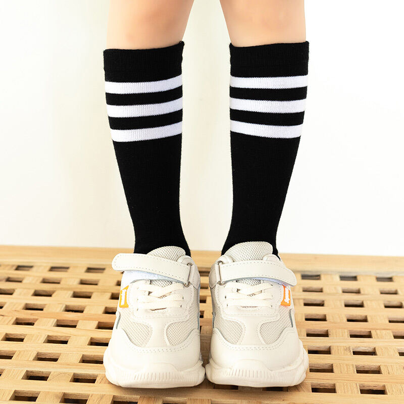 Children's Tube Socks Color Pure Cotton Spring and Autumn Three Bars